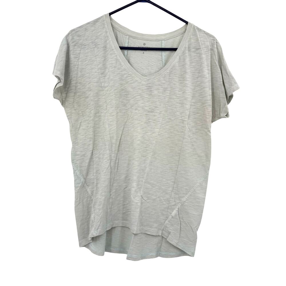 Athleta Size Small Short Sleeve T-Shirt Tee Top Blouse Light Gray‎ Color Cotton